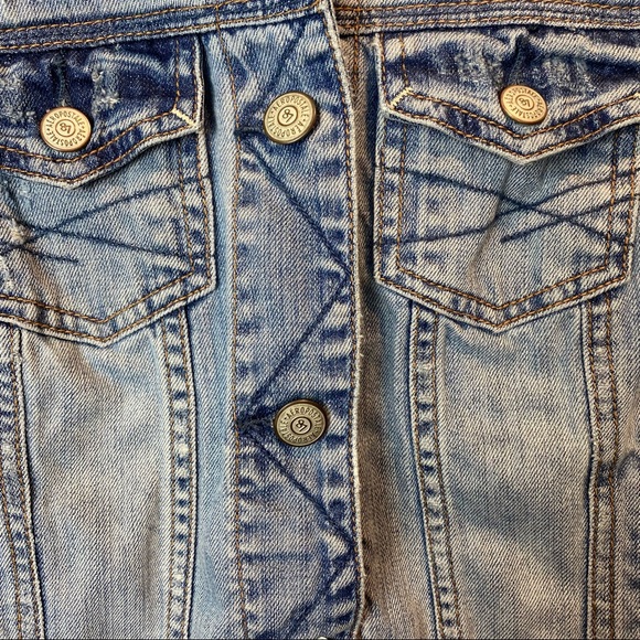 AEROPOSTALE Denim Jean Distressed Button Trucker Style Jacket Size Small - Picture 5 of 10